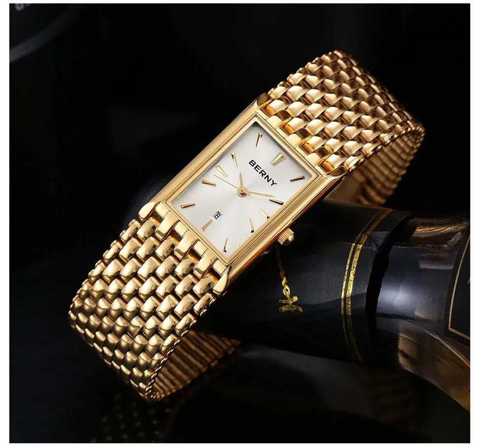BERNY Women's Fine Fashion Premium Quality Luxury Style Gold & Gold Bracelet Watch
