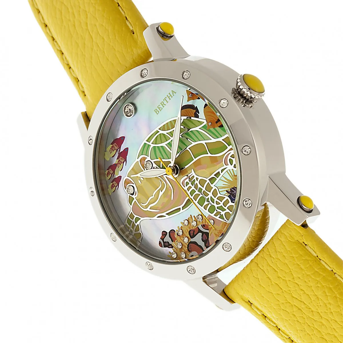 Bertha Chelsea MOP Leather-Band Ladies Watch