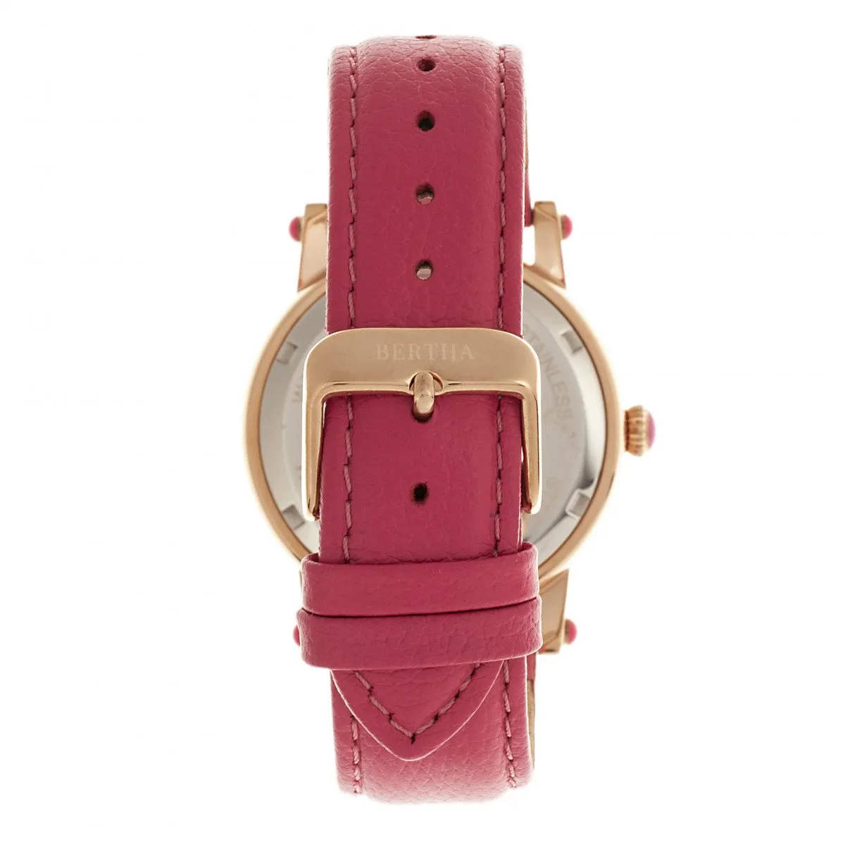 Bertha Chelsea MOP Leather-Band Ladies Watch