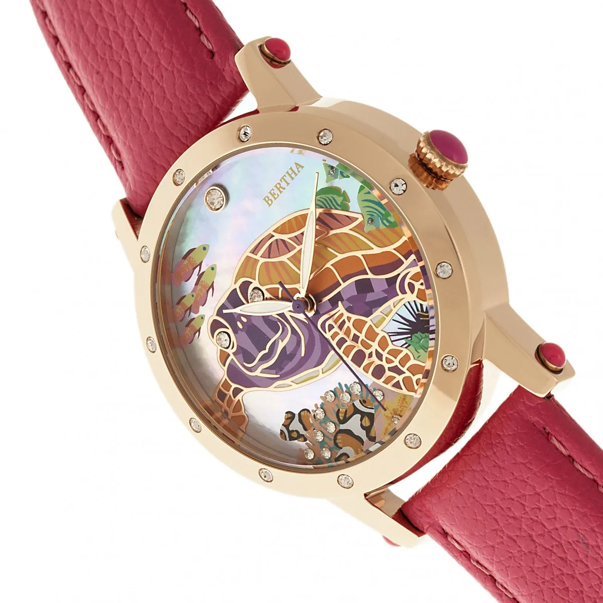 Bertha Chelsea MOP Leather-Band Ladies Watch
