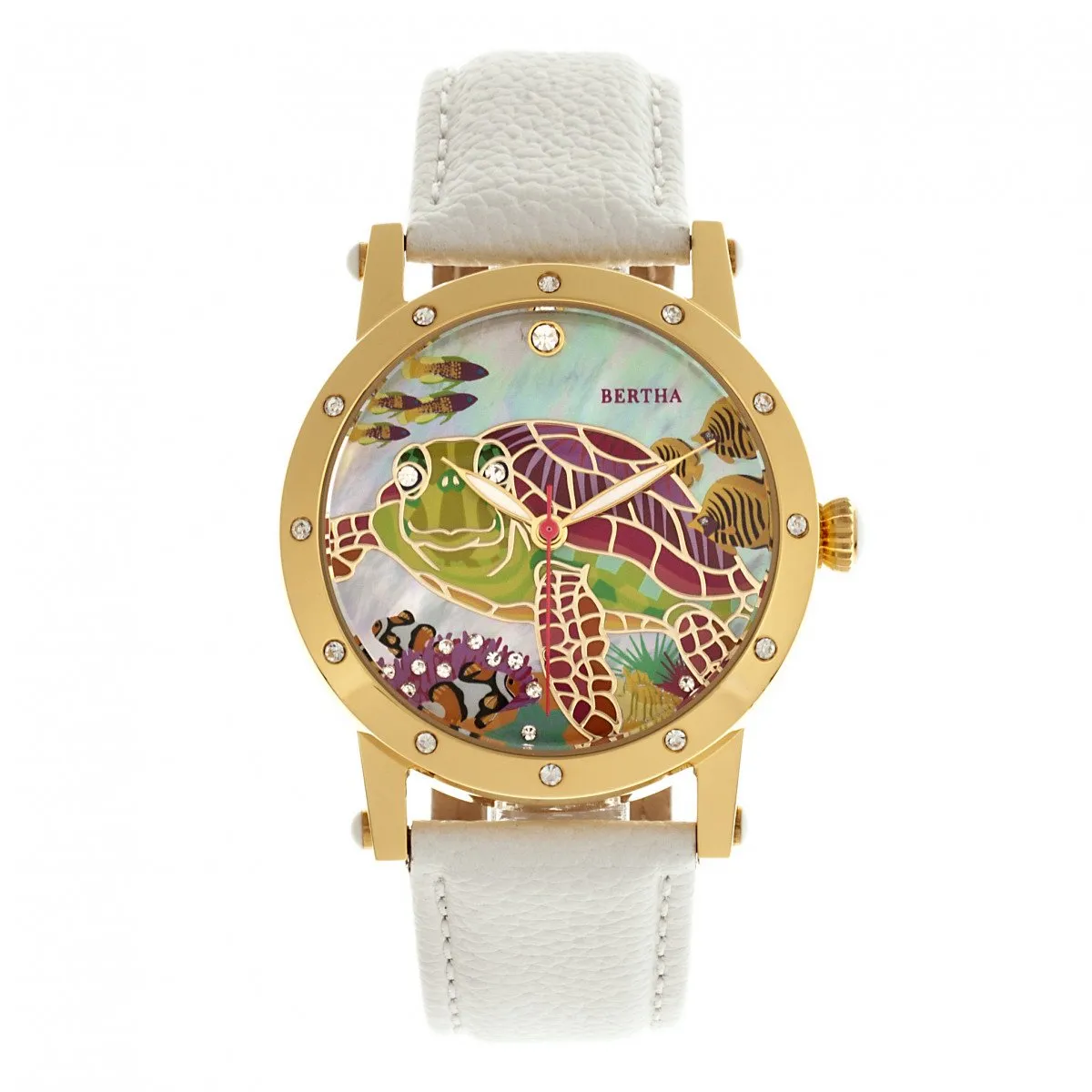 Bertha Chelsea MOP Leather-Band Ladies Watch