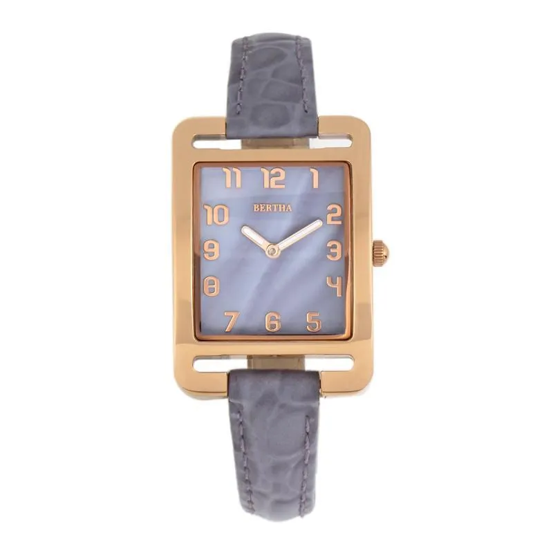 Bertha Marisol Swiss MOP Leather-Band Watch