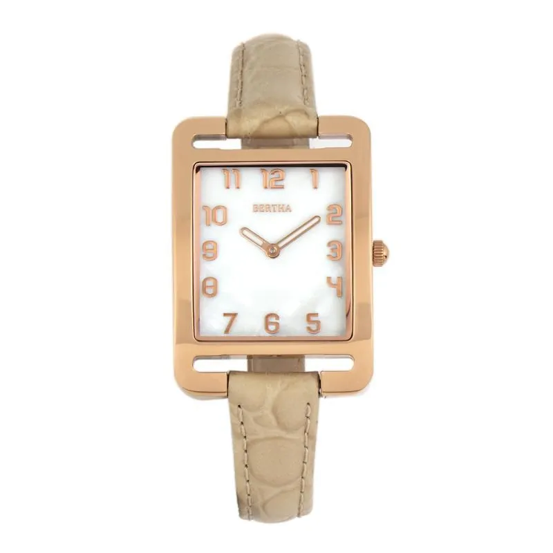 Bertha Marisol Swiss MOP Leather-Band Watch