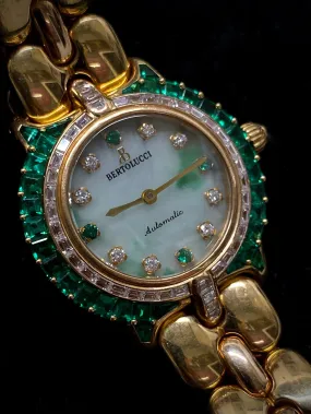 BERTOLUCCI Brand New Ladies 18K YG, Diamond, & Emerald Watch - $200K APR w/ COA!