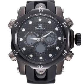 Bestdon Swiss Mens Sports Watches Quartz Analog Six Hands Black