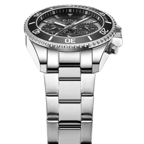 BIDEN Men's Waterproof Chronograph Watch Black Steel