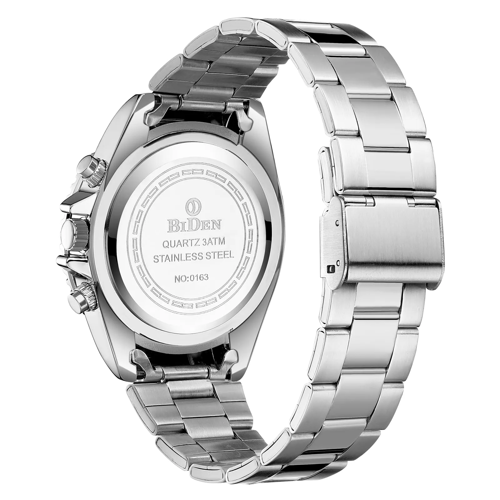 BIDEN Men's Waterproof Chronograph Watch Black Steel