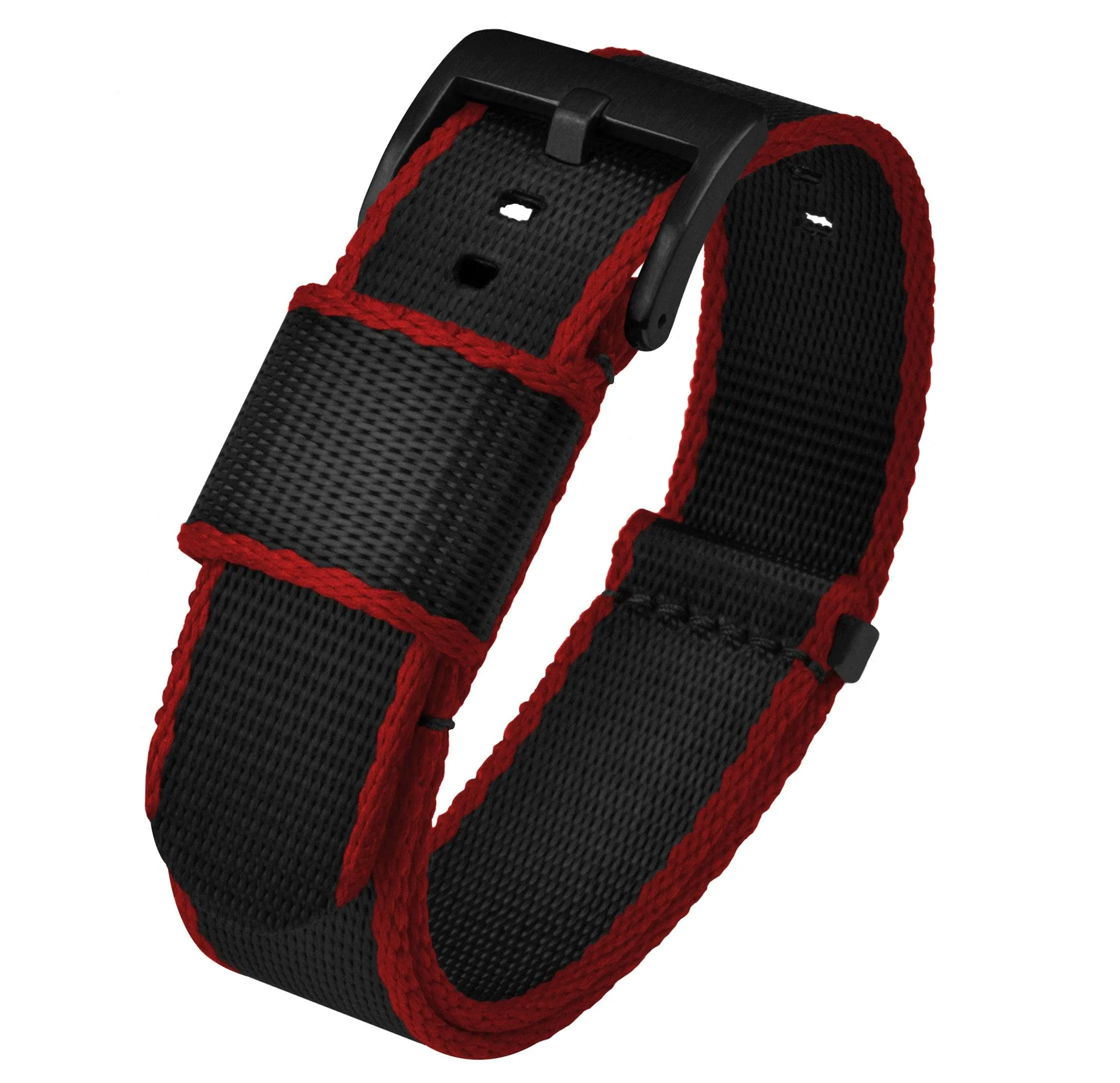Black - Crimson Red Edges | Elite Nylon NATO® Style by Barton Watch Bands