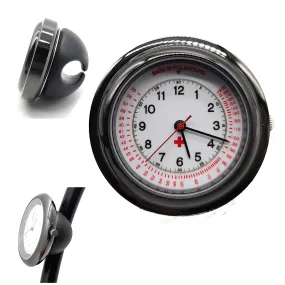 Black Nurse Stethoscope Watch - Lightweight Metal Frame- Attaches Directly to Stethoscope for All Medical Professionals