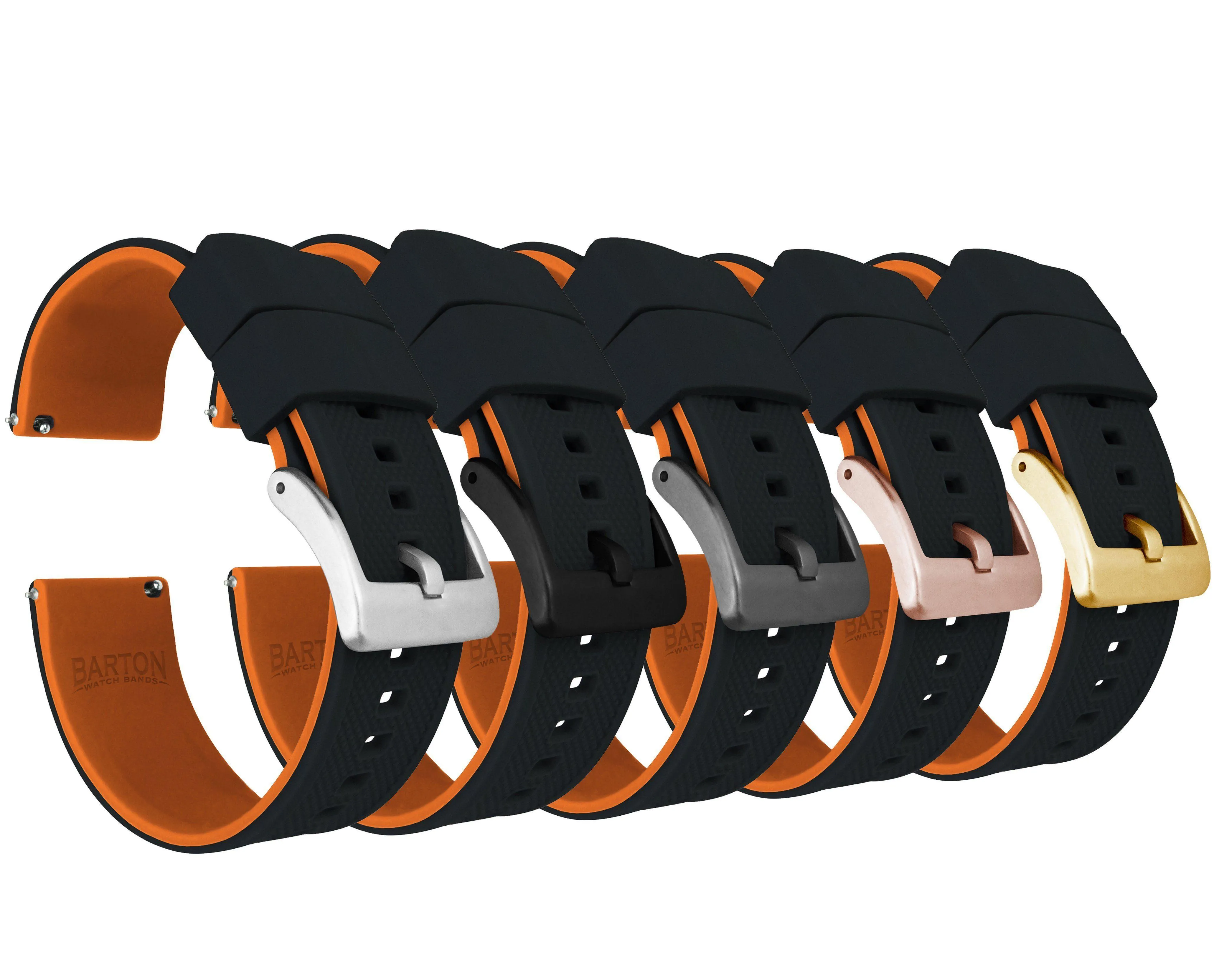 Black Top / Pumpkin Orange Bottom | Elite Silicone by Barton Watch Bands