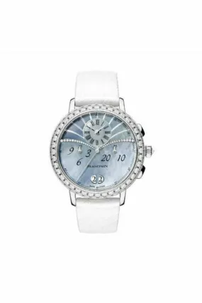 blancpain chronograph flyback grande date 38.6mm 18k white gold ladies watch