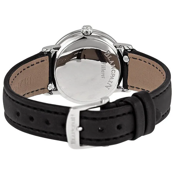 Blancpain Ultra Slim Automatic White Diamond Dial Black Fabric Strap Ladies Watch 6102-4628-95