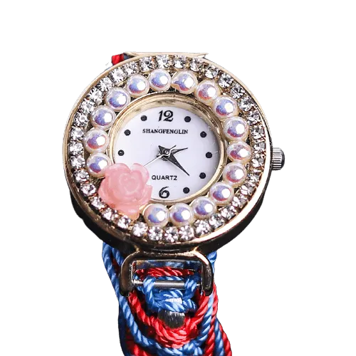 Bracelet Style Round Dial With Diamond Style Women Watch