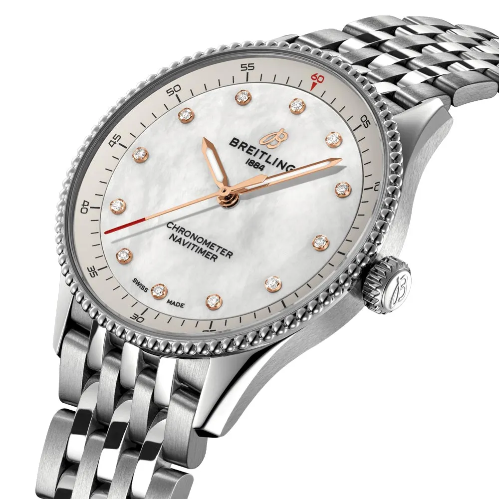 Breitling Navitimer 32mm MOP Dial Quartz Ladies Watch A77320E61A2A1