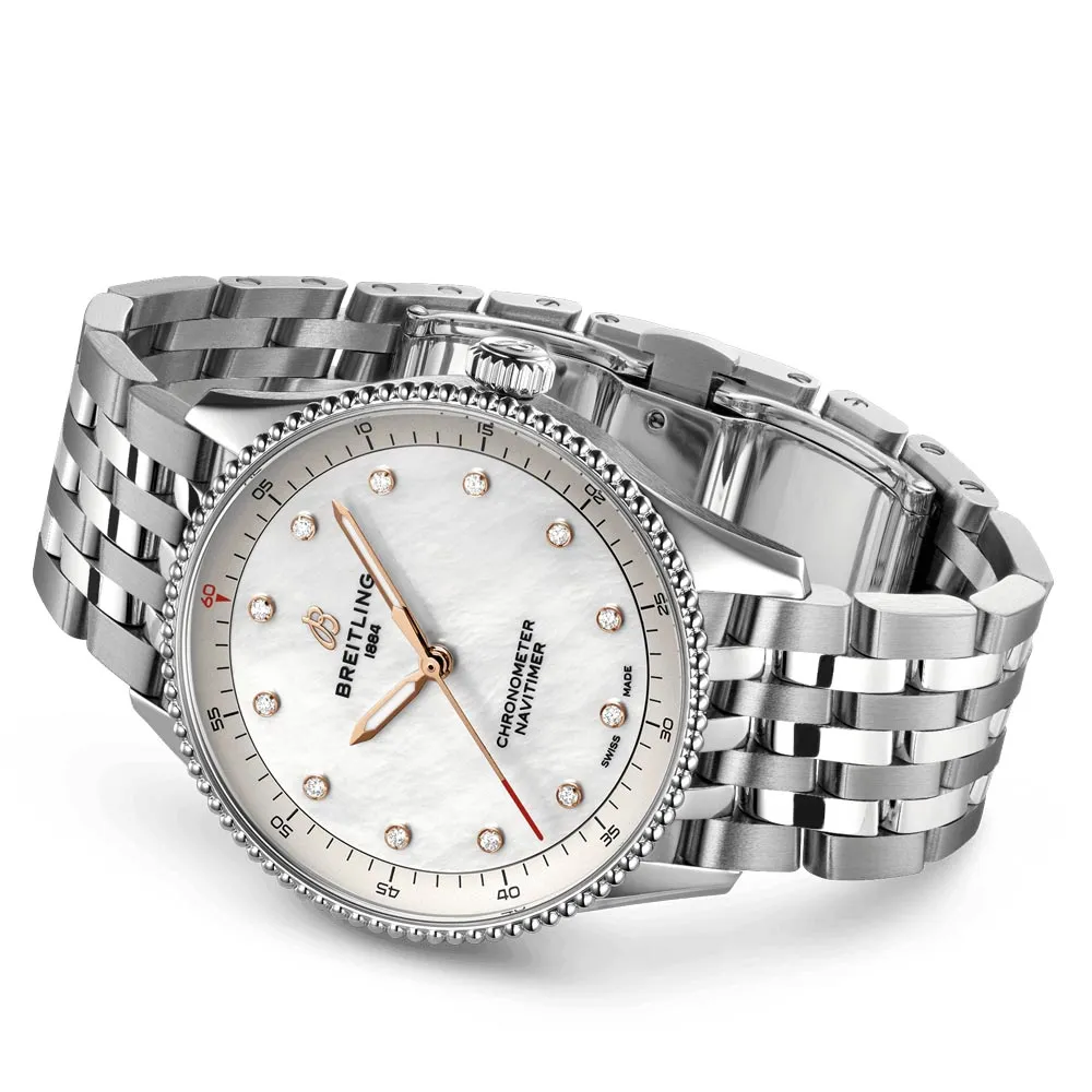 Breitling Navitimer 32mm MOP Dial Quartz Ladies Watch A77320E61A2A1