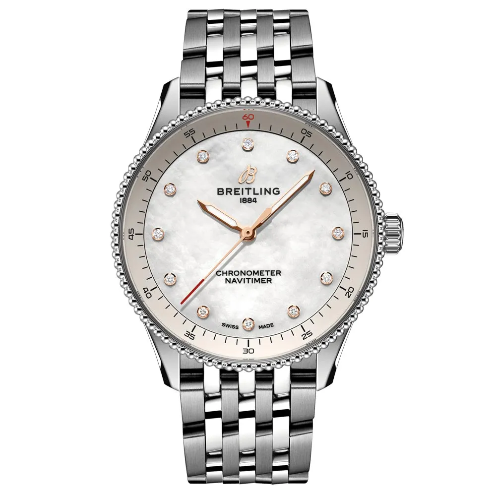 Breitling Navitimer 32mm MOP Dial Quartz Ladies Watch A77320E61A2A1