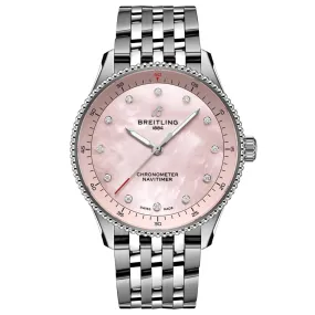 Breitling Navitimer 32mm Pink MOP Dial Quartz Ladies Watch A77320D91K1A1