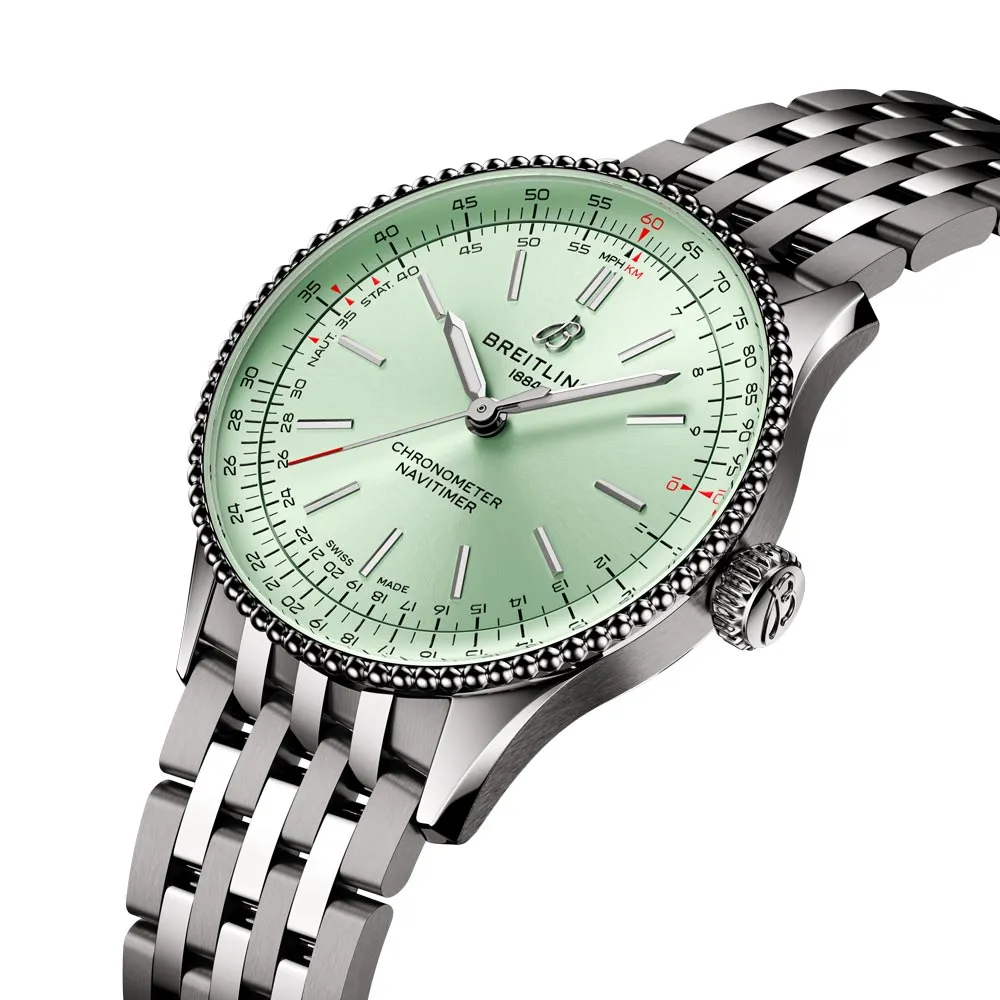 Breitling Navitimer 36mm Mint Green Dial Automatic Watch A17327361L1A1