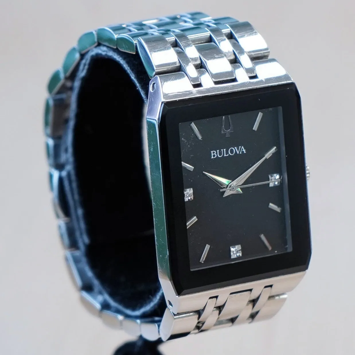 BULOVA Modern Quadra Watch 96D145 ALL S.S. Diamond Dial ALL Original in Box!