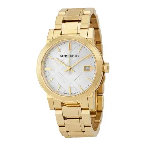 Burberry White Dial Gold-tone Ladies Watch BU9103