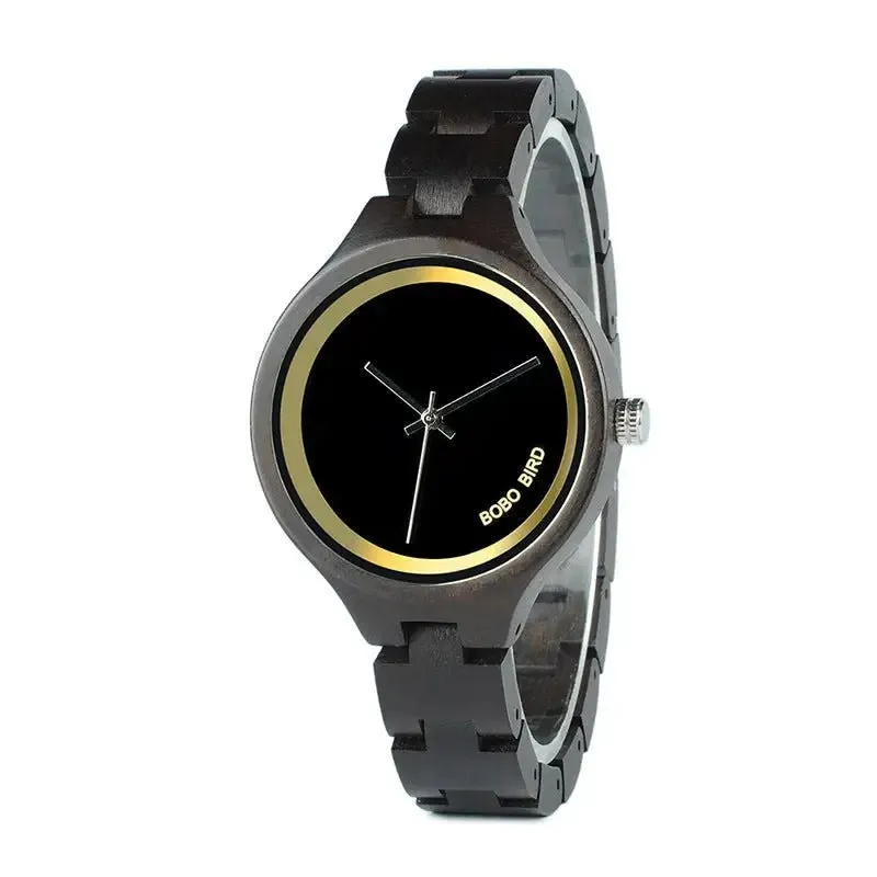 Business Casual Wooden Watches for Men, Quartz Movement, Butterfly Buckle