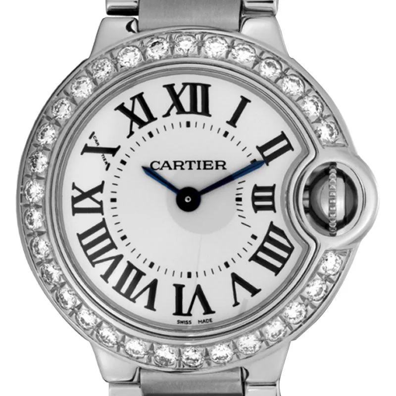 Cartier Ballon Bleu 28mm Steel Diamond Bezel W69010Z4