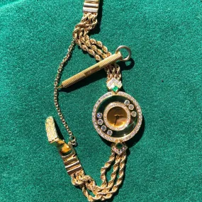 Chopard Happy Diamonds Emerald 18K Yellow Gold Ladies Wristwatch