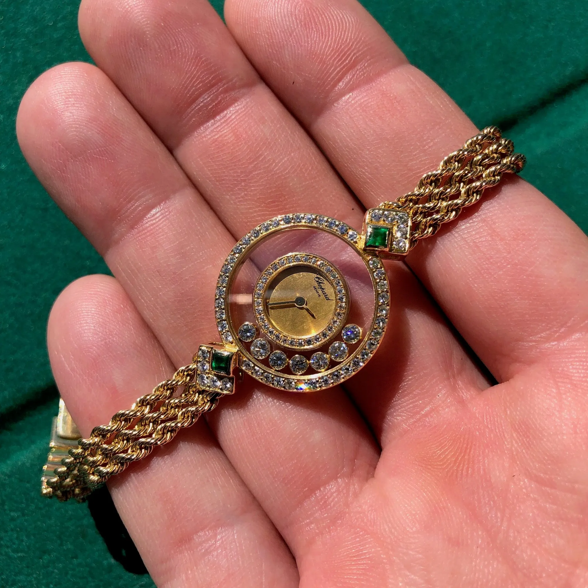 Chopard Happy Diamonds Emerald 18K Yellow Gold Ladies Wristwatch