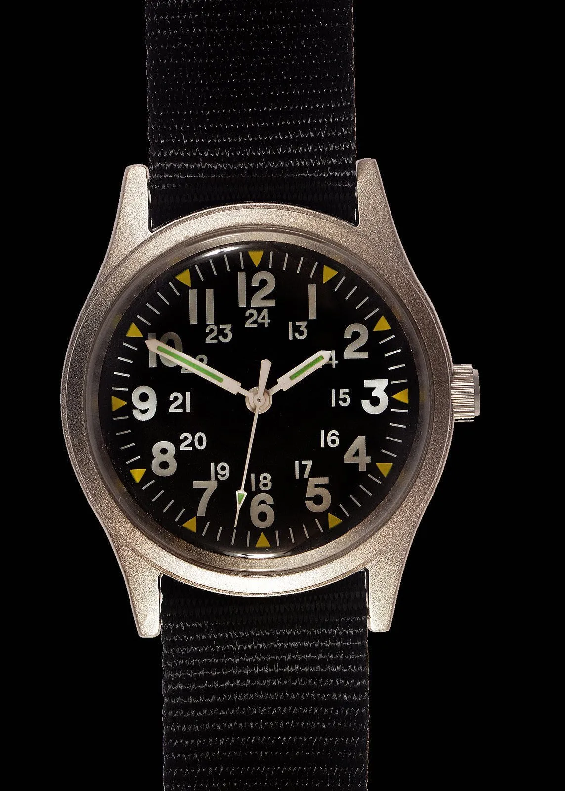 Classic 1970s - MIL-W-46374 Pattern Military Watch on a Black Military Webbing Strap