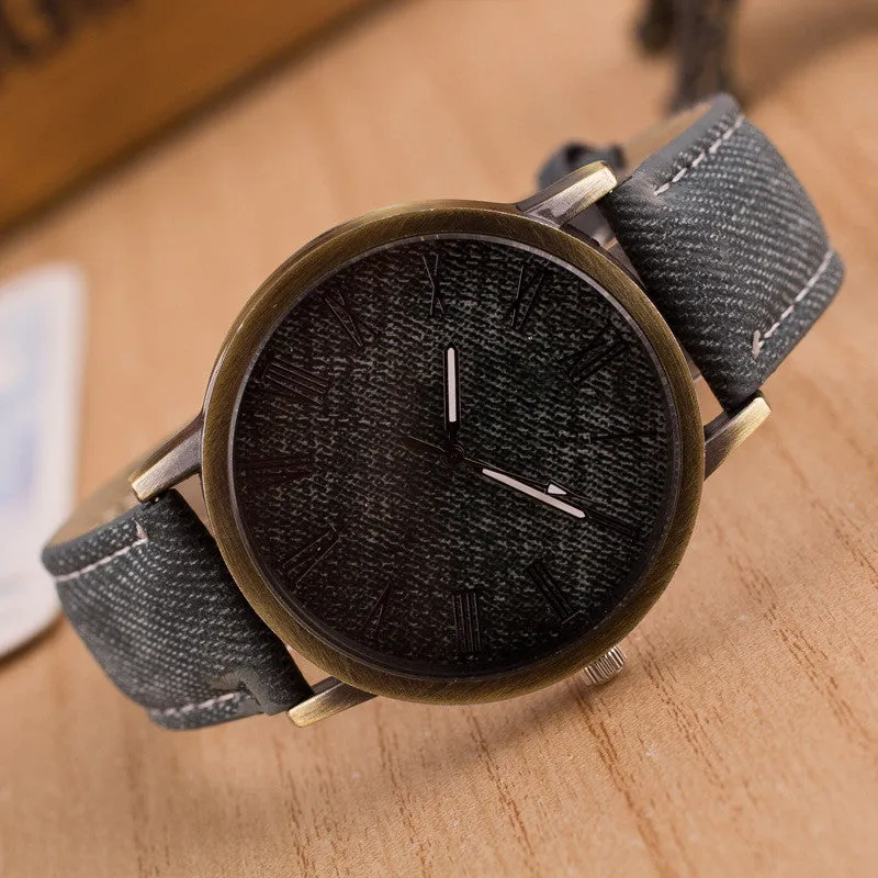 Classic Denim Strap Roman Number Watch