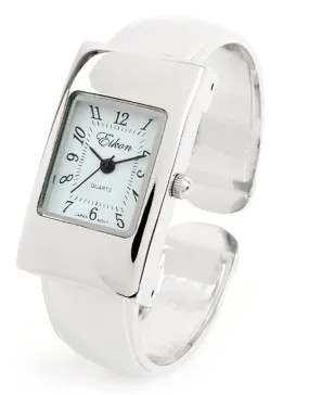 Clearance Sale -  Silver Snake Style Band Rectangle Case Women's Bangle Cuff Watch