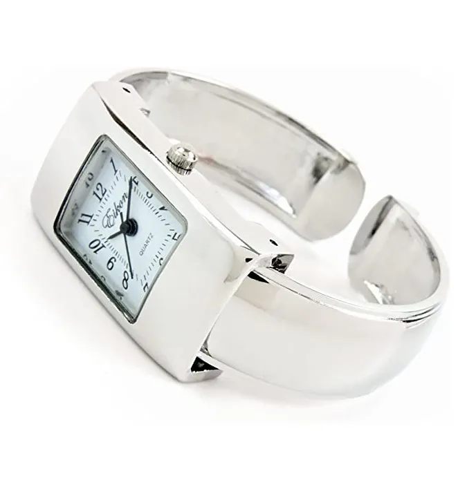 Clearance Sale -  Silver Snake Style Band Rectangle Case Women's Bangle Cuff Watch