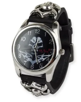 CLOCK TRIBAL SKULL WITH SKULL BACKROUND
