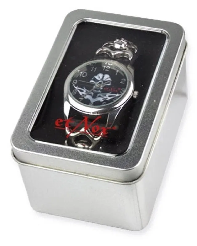 CLOCK TRIBAL SKULL WITH SKULL BACKROUND