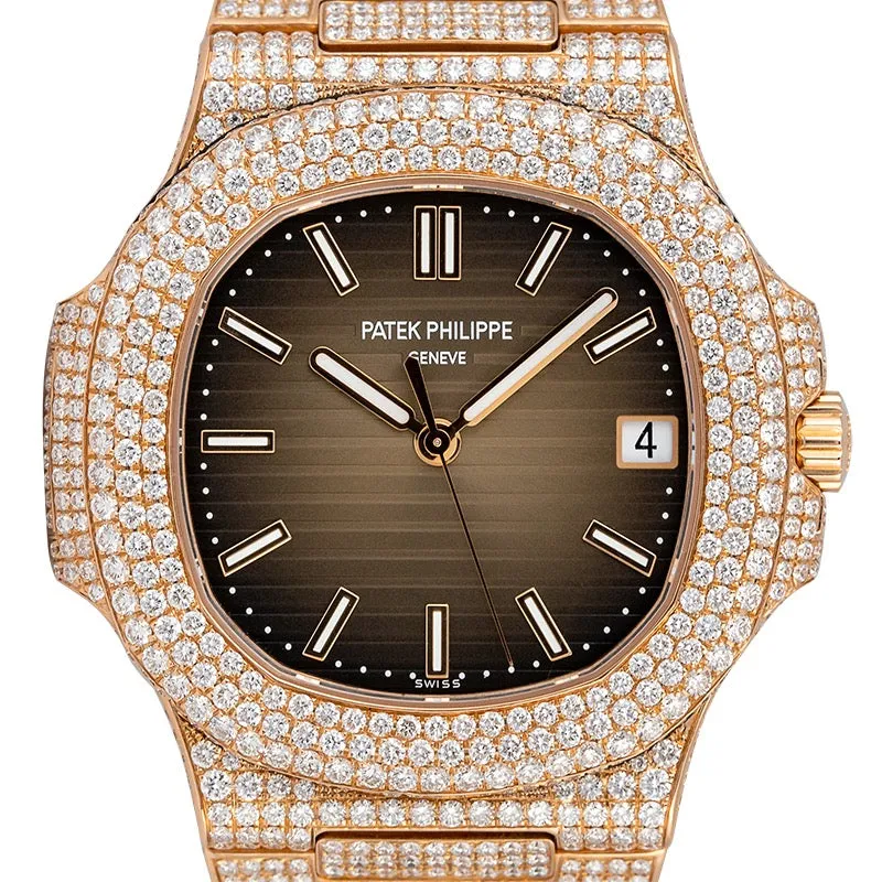 Custom Diamond Set Patek Philippe Nautilus Rose Gold 5711/1R Watch
