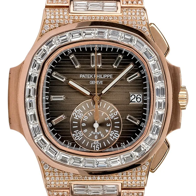 Custom Diamond Set Rose Gold Patek Philippe Nautilus 5980