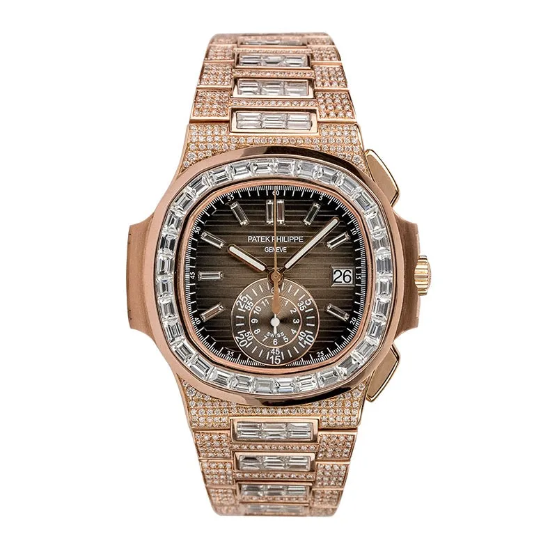 Custom Diamond Set Rose Gold Patek Philippe Nautilus 5980