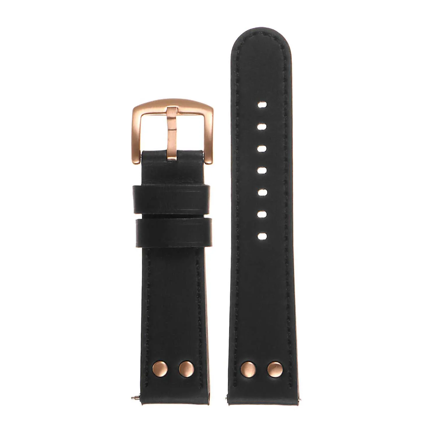 DASSARI Pilot Leather Watch Band w/ Rose Gold Rivets