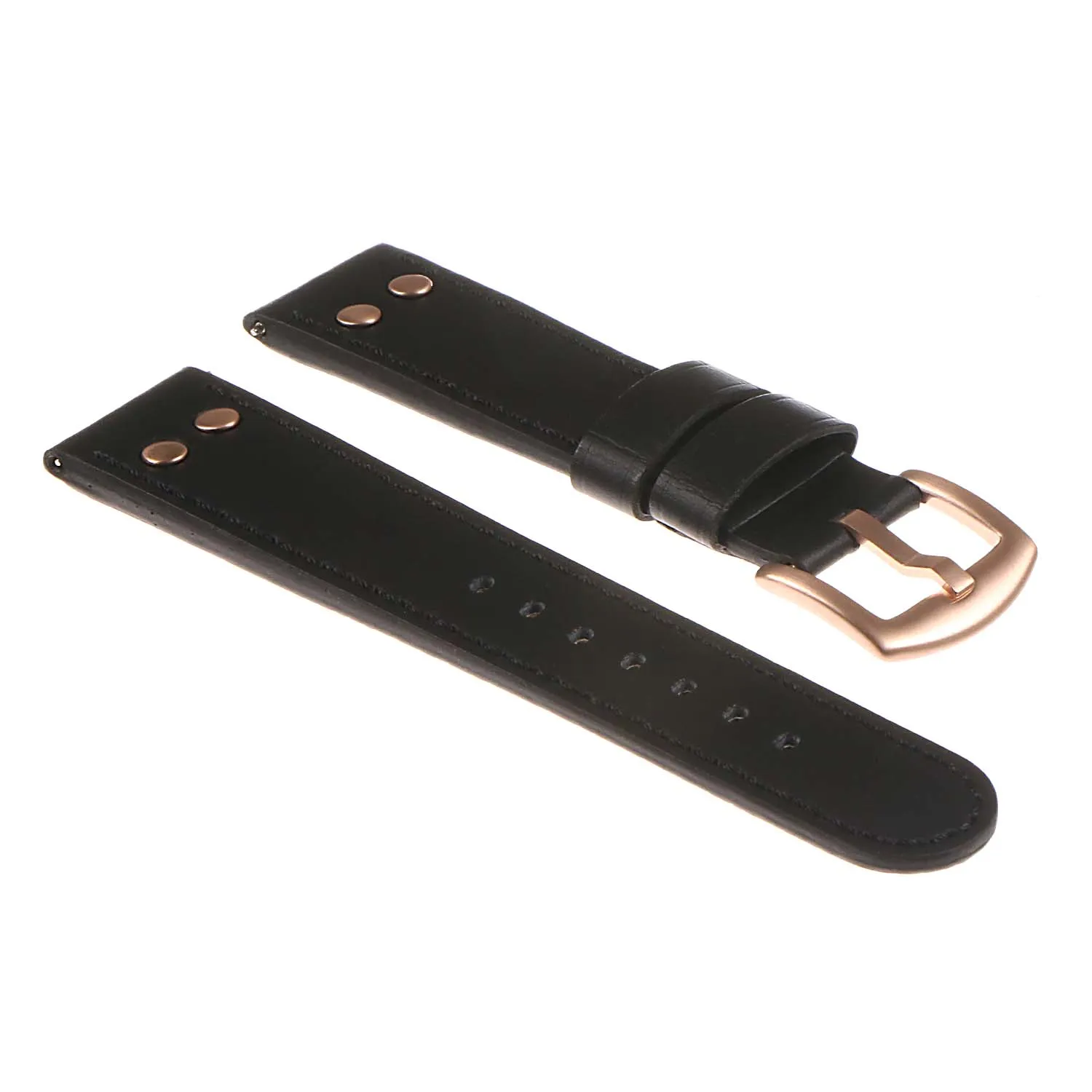 DASSARI Pilot Leather Watch Band w/ Rose Gold Rivets
