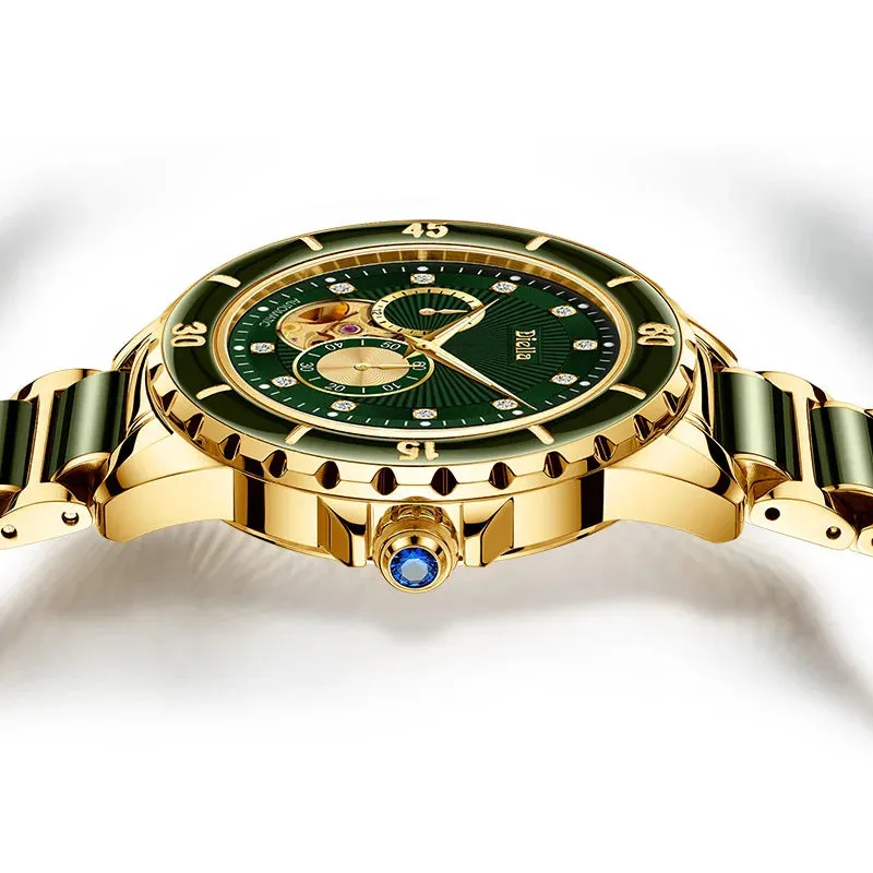 Diellea 6025 Women or Men Clasp Sapphire Dial Japanese Automatic Watch
