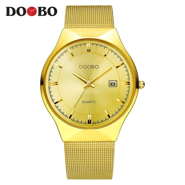 DOOBO Gold Men's Luxury Watches With Golden Quartz