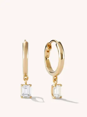 Emerald cut topaz hoops