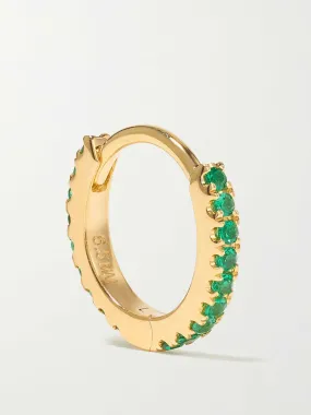 Emerald hoop single earring