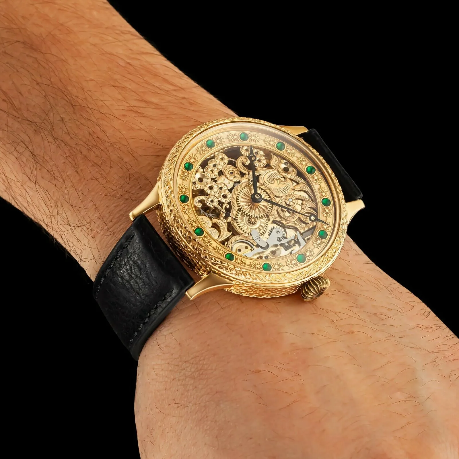 EMERALD Men's Skeletonized Wristwatch fits 1903 Vintage Mechanical Movement