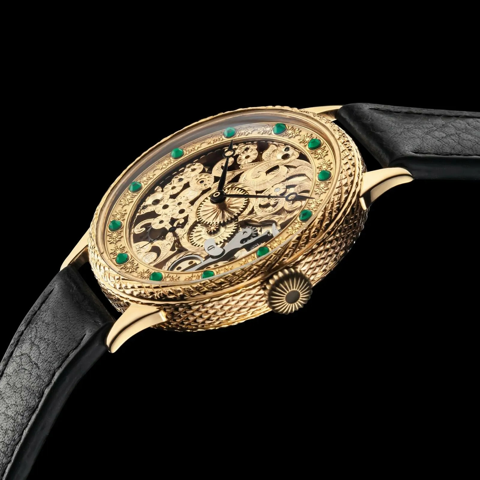 EMERALD Men's Skeletonized Wristwatch fits 1903 Vintage Mechanical Movement