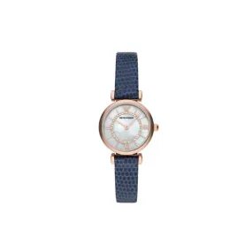 Emporio Armani Two-Hand Blue Leather Watch