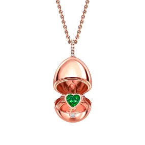 Fabergé Essence Rose Gold Emerald Heart Surprise Locket