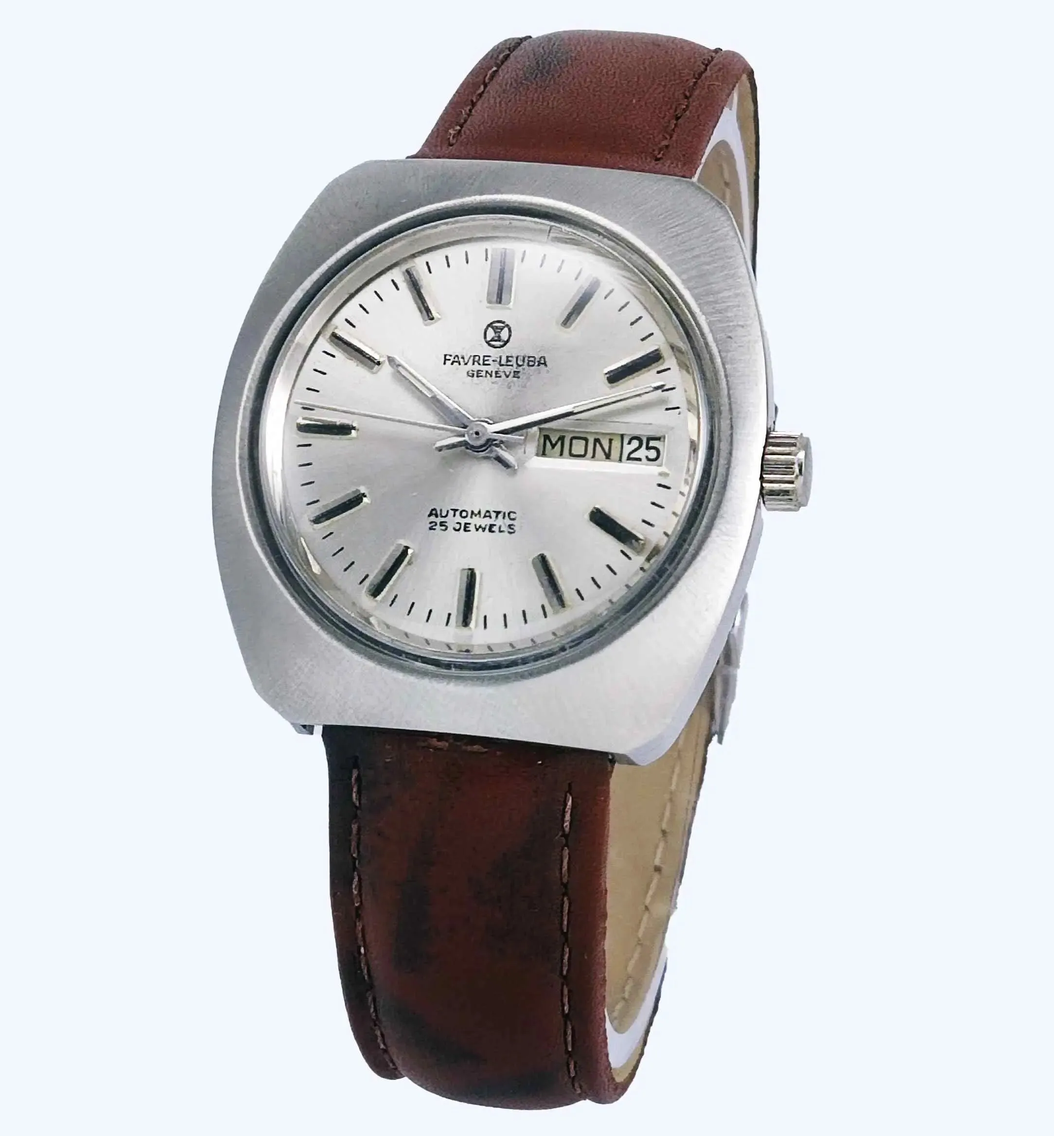 Favre Leuba Geneve 908 Silver Dial Automatic 25 Jewels Men's Wrist Watch