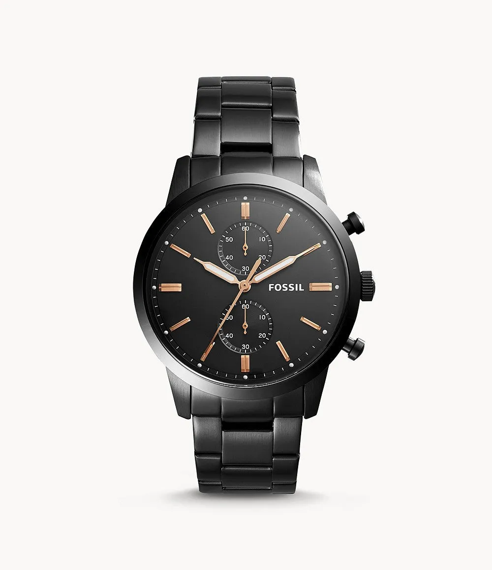Fossil Townsman Chronograph Black Stainless Steel WatchTownsman 44 mm Chronograph Black Stainless Steel Men's Watch FS5379