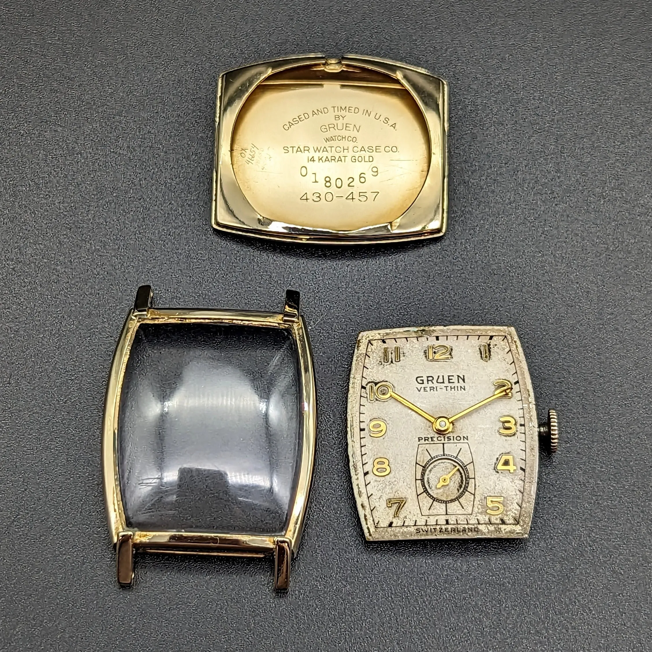 GRUEN Precision Wristwatch 14K GOLD Swiss Cal. 430 17 Jewel Vintage Watch